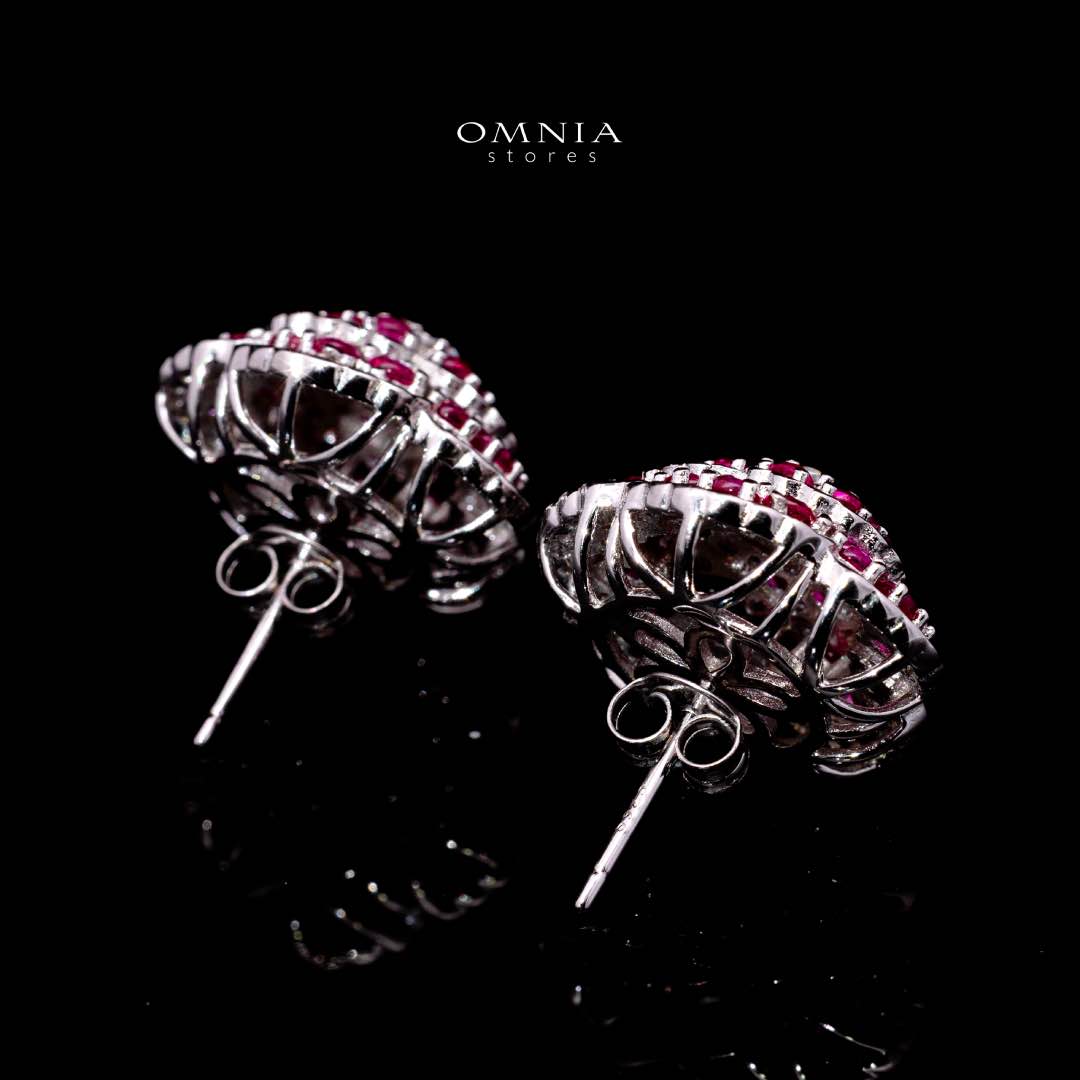 Omnia Ghaida Rose Cluster Stud Earrings – 92.5 Sterling Silver | Simulated Diamonds | Elegant Silver Earrings for Women – Floral Sparkle & Hypoallergenic Beauty