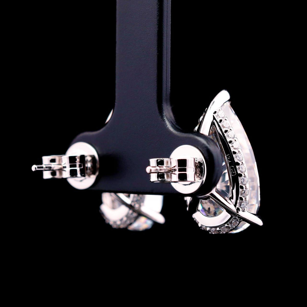 Fariha Earrings with Certificate | High-Quality Simulated Diamonds in 925 Sterling Silver back