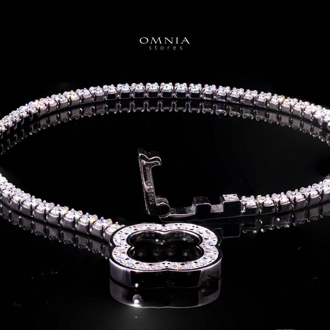 Omnia Emma White Silver Tennis Bracelet in 925 Silver with High-Quality Moissanite Stones