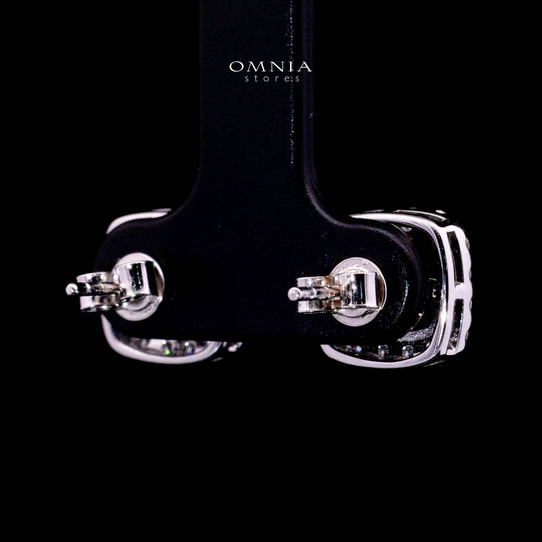 Dareema Lab Grown With GRC Certified Sapphire Blue Stones Square Stud Earrings in 925 Silver