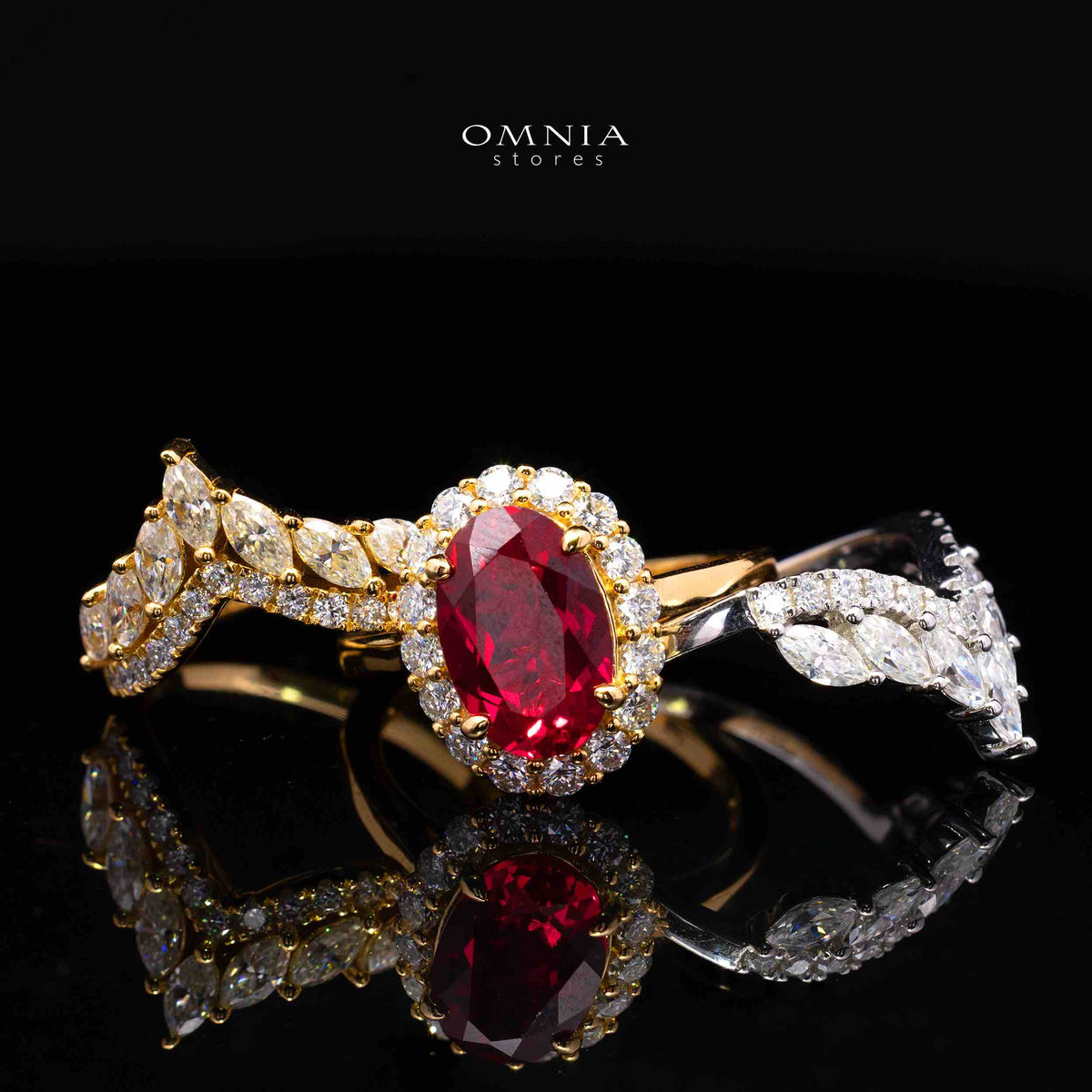 Vittoria Lab-Grown Ruby Moissanite Ring with GRC Certificate – Oval 8x12mm, 925 Sterling Silver