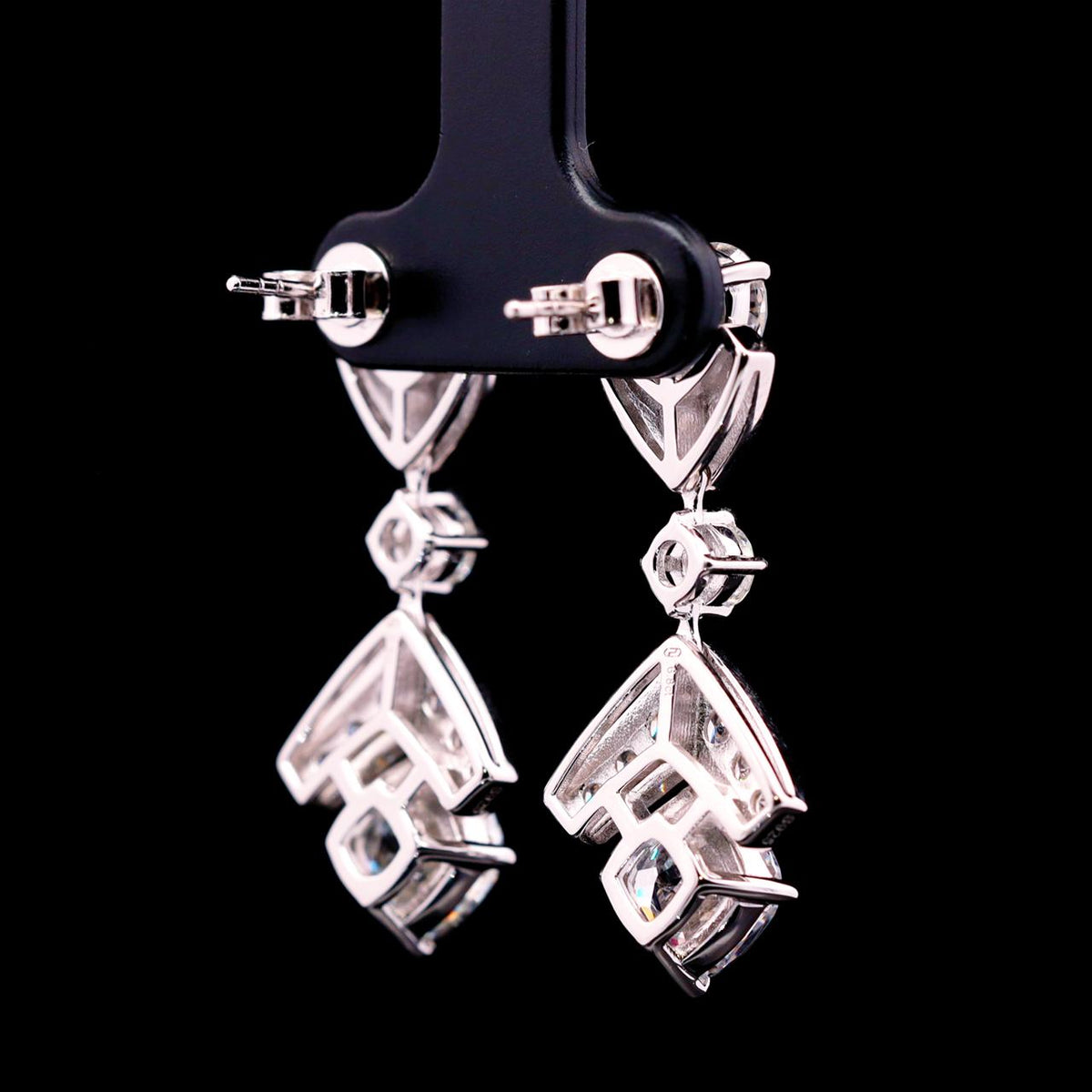 Hanadi Earrings with Certificate | Simulated Diamonds in 925 Sterling Silver back
