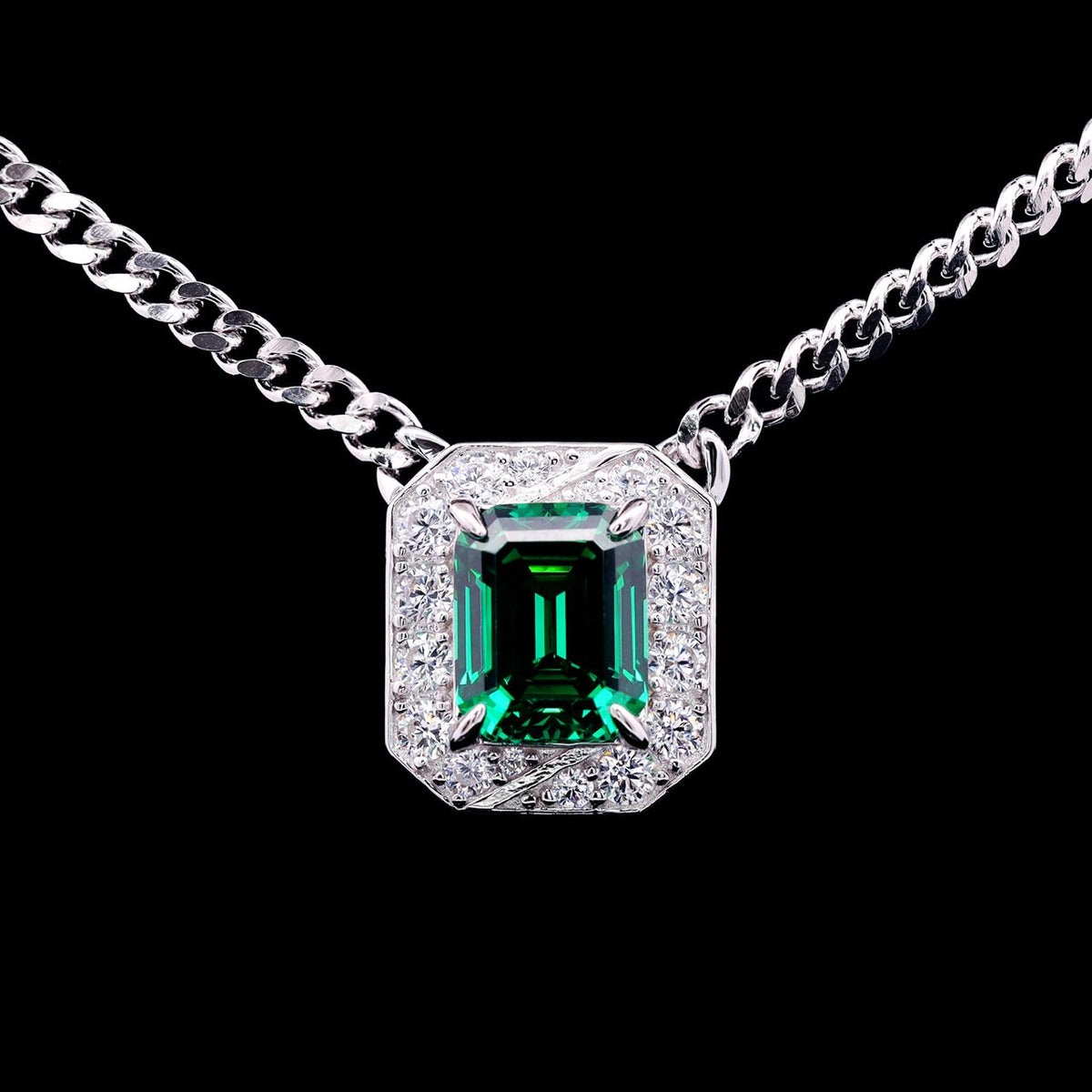 Haneefa Green Necklace with Certificate | High-Quality Simulated Diamonds in 925 Sterling Silver
