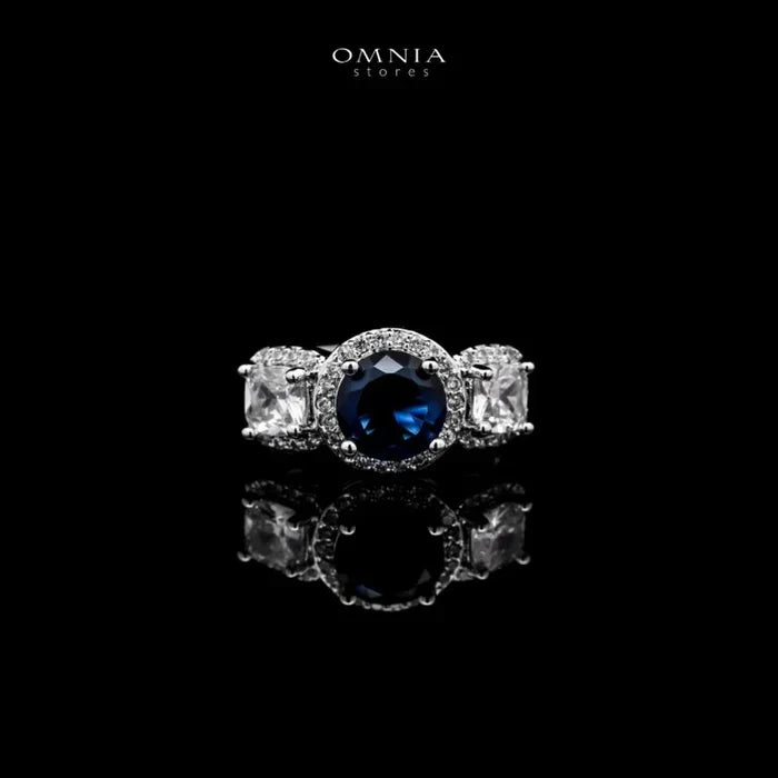 Omnia Lilian Blue Bridal Full Set in High Quality Simulated Diamonds Rhodium Plated