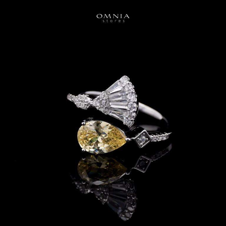 Omnia Marwa Yellow Bridal Full Set in High Quality Zircon Stone Rhodium Plated(size 18, 16 only available in ksa)