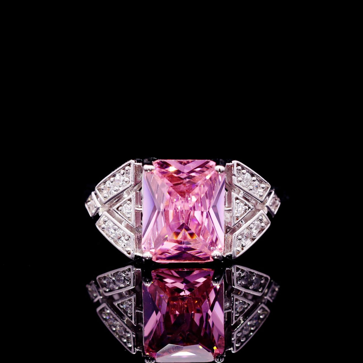 Inara Multicolor Luxury Bridal Ring with High-Quality Zircon Stones Rhodium-Plated Finish