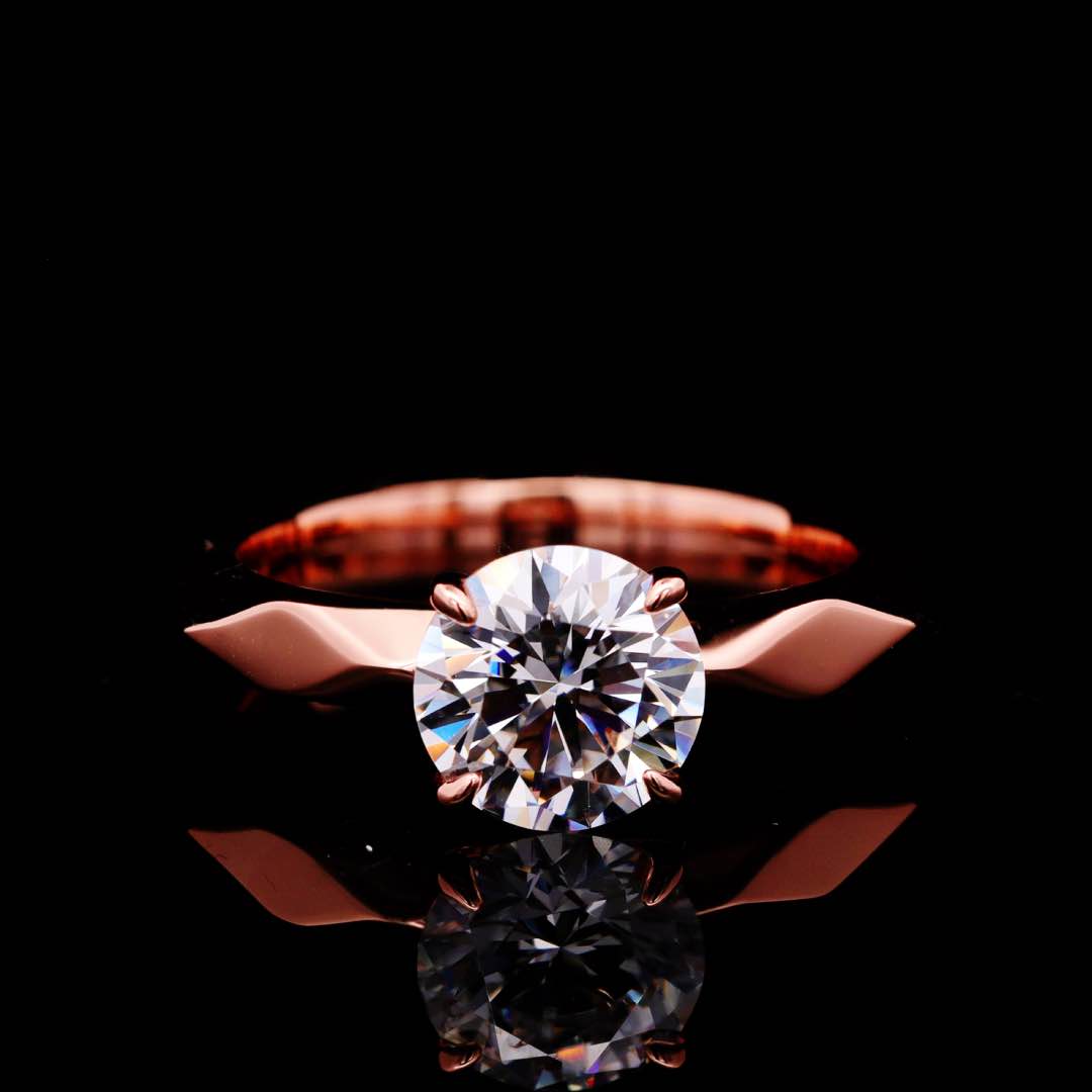 Omnia Luci Rose Gold Ring With High Quality Certified Lab Crafted Stones In 925 Silver 2ct