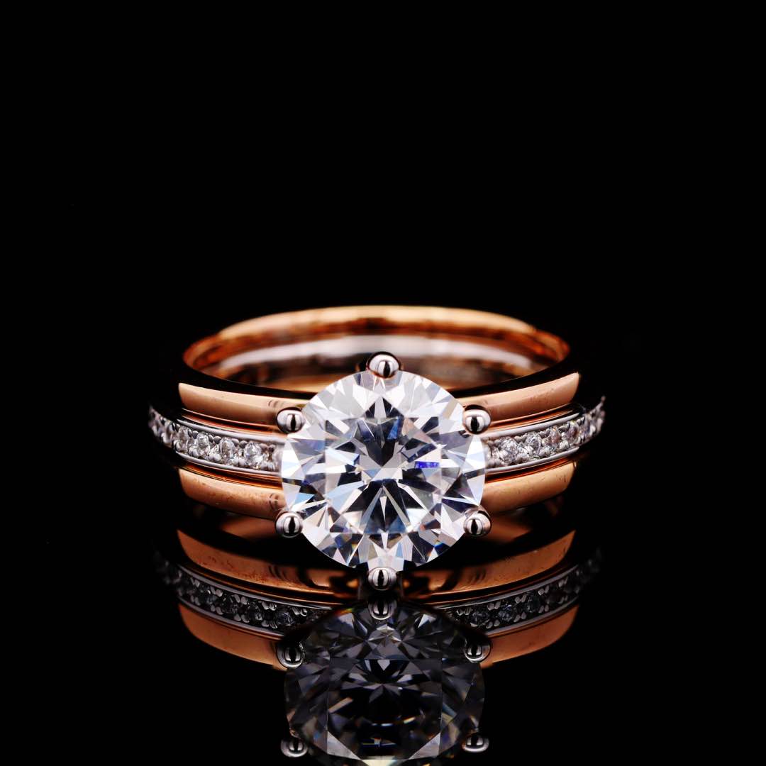 Julie Rose Gold Certified Lab Crafted Multi Layer Ring With High Quality 925 Silver