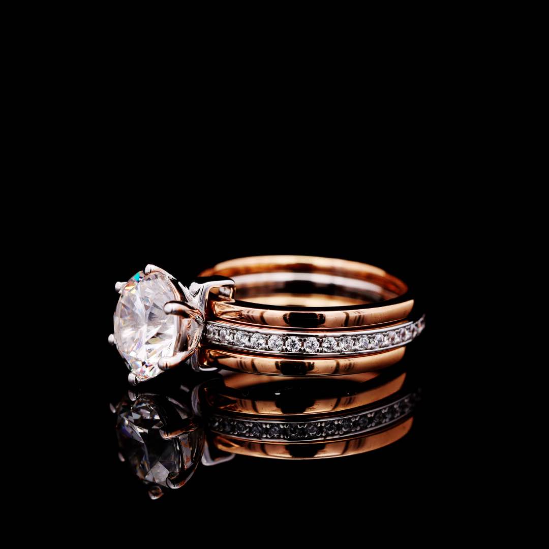 Julie Rose Gold Certified Lab Crafted Multi Layer Ring With High Quality 925 Silver