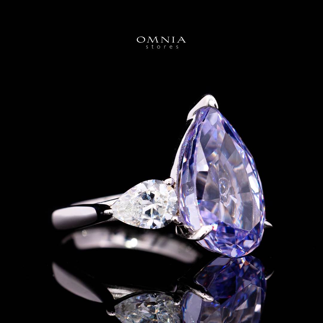 Omnia Nadira Light Purple and White Silver Ring In 925 Silver High Quality Certified Lab Crafted Stones 3.8Ct
