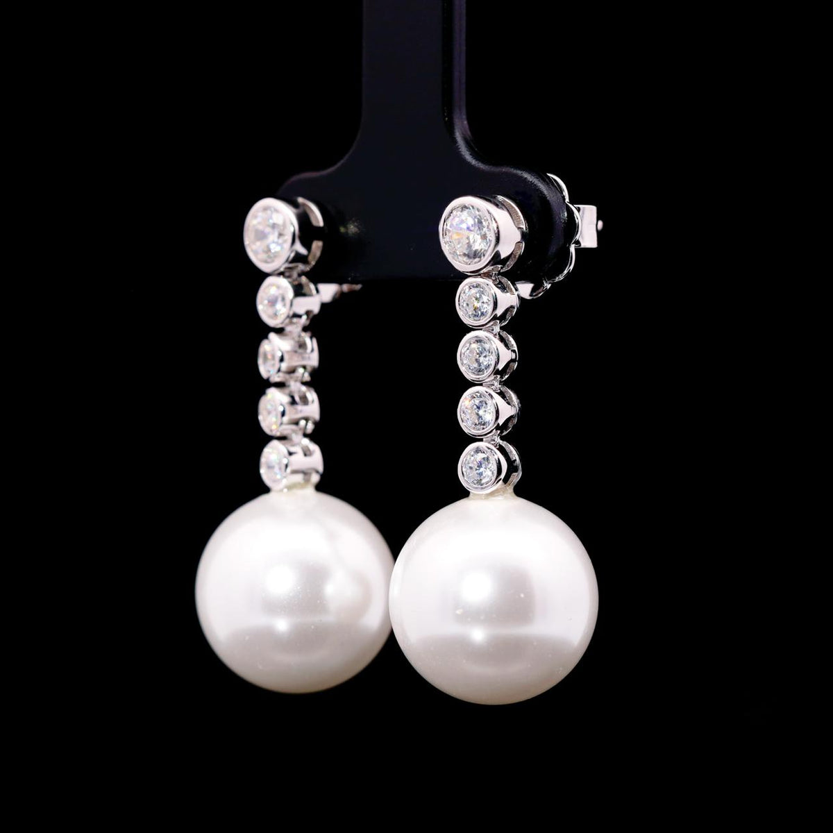 Jumanie Pearl Earrings with Certificate | Simulated Diamonds in 925 Sterling Silver side