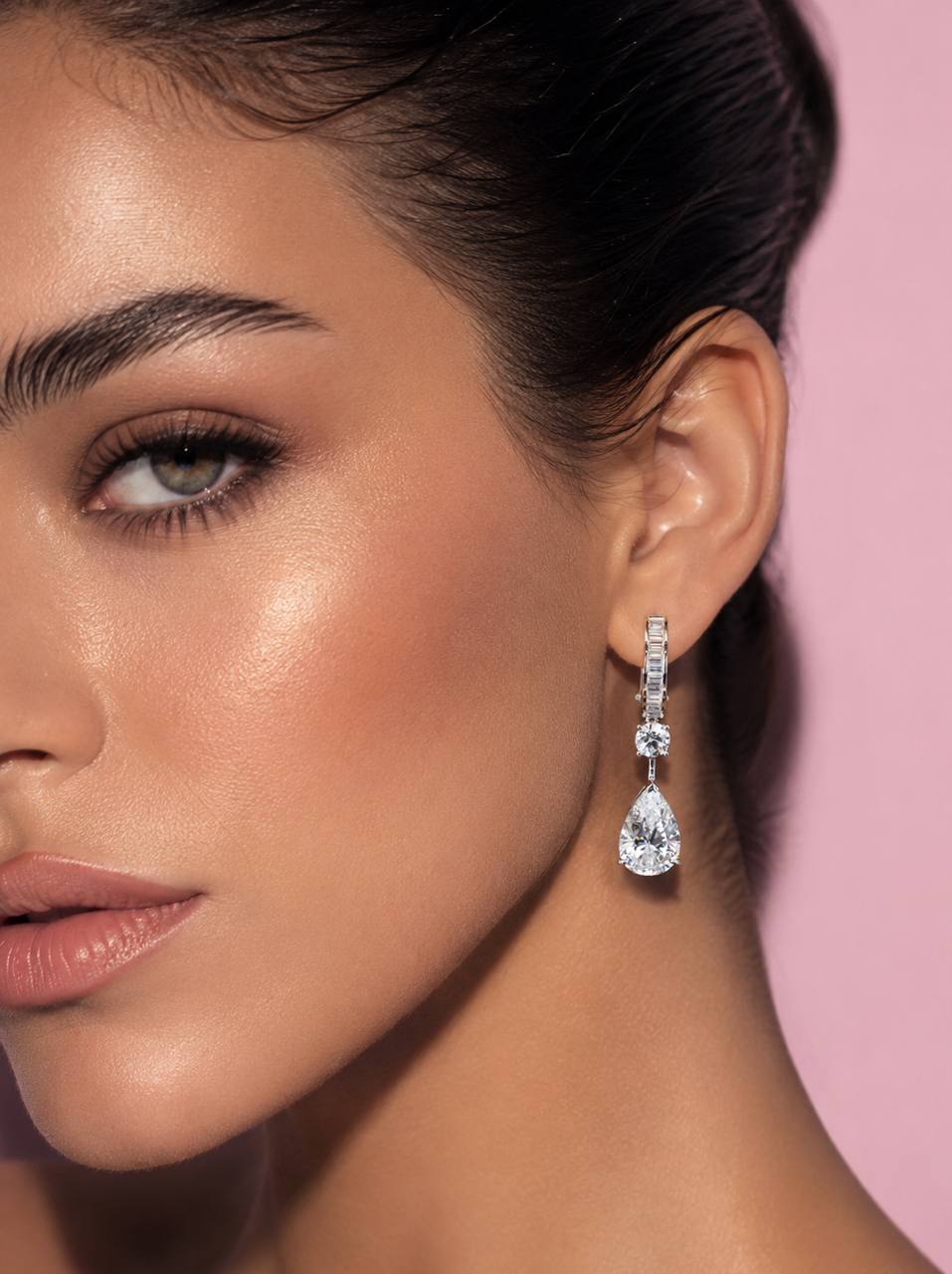 Layanna Pear Cut Drop Earrings With Certified High Quality Premium Stones in 925 Silver