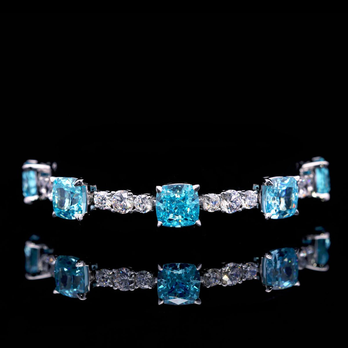 Maha Sky Blue Bracelet with Certificate | High-Quality Simulated Diamonds in 925 Sterling Silver