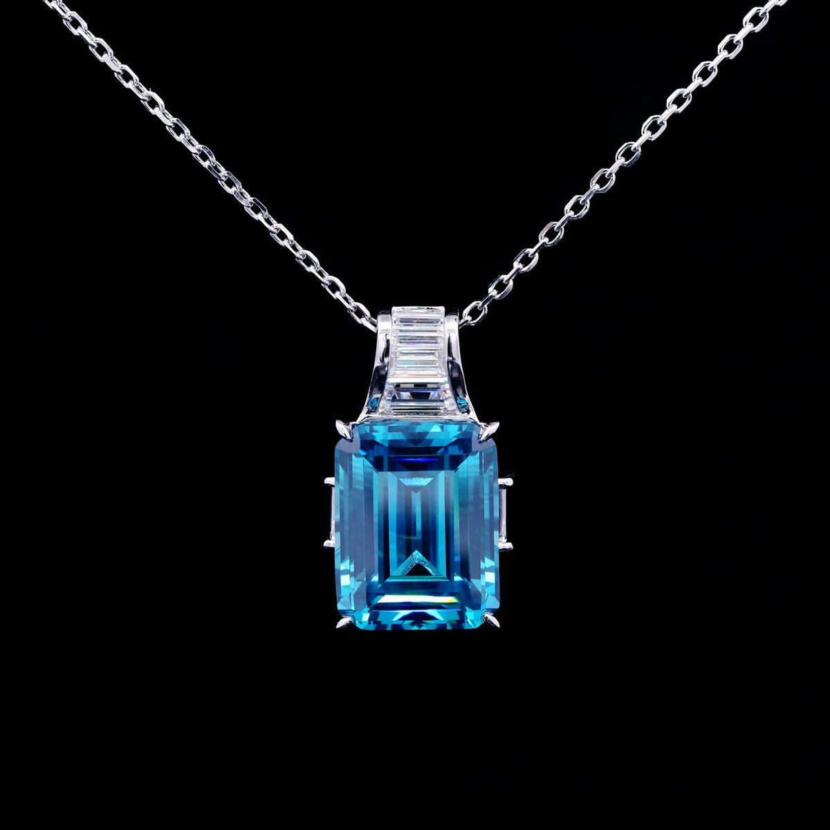 Maha Sky Blue Necklace with Certificate | High-Quality Simulated Diamonds in 925 Sterling Silver