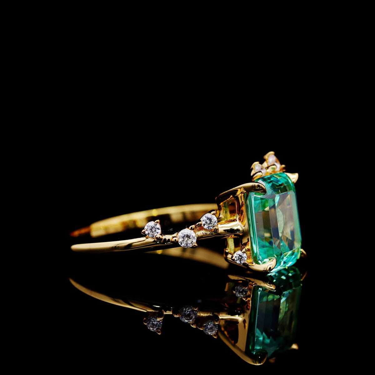 Munira Turquoise Gold-Plated Ring with Certificate | High-Quality Simulated Diamonds in 925 Sterling Silver right