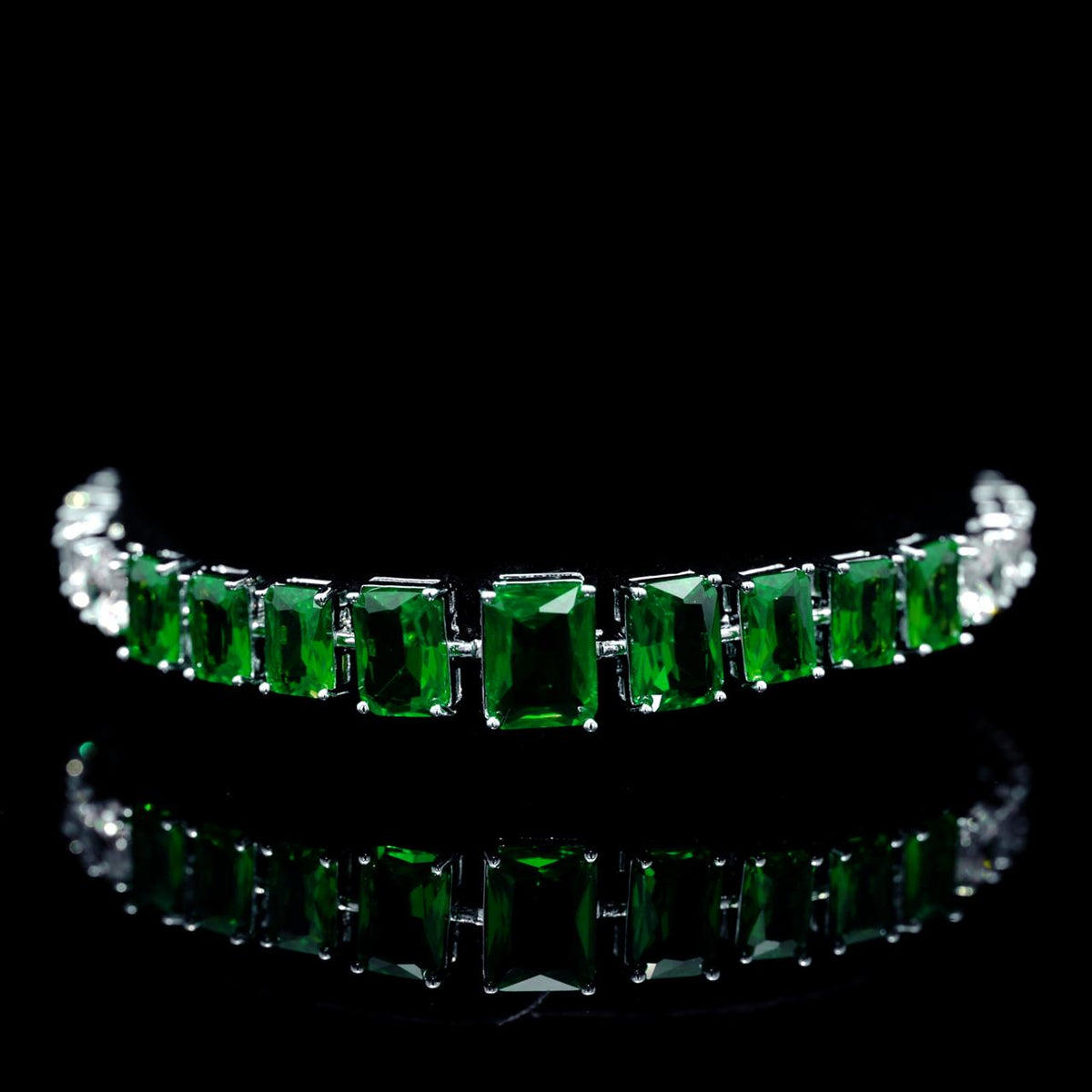 Nicole Green Luxury Bridal Bracelet with High-Quality Zircon Stones Rhodium-Plated Finish