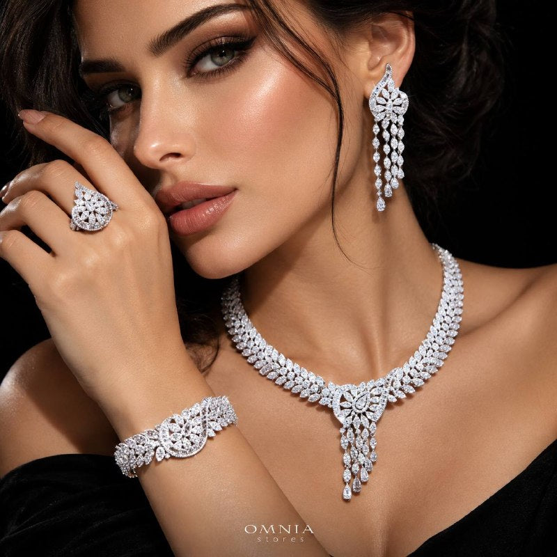 Omnia Lorelai White Luxury Bridal Full Set with High Quality Zircon Stone Premium Rhodium Plated