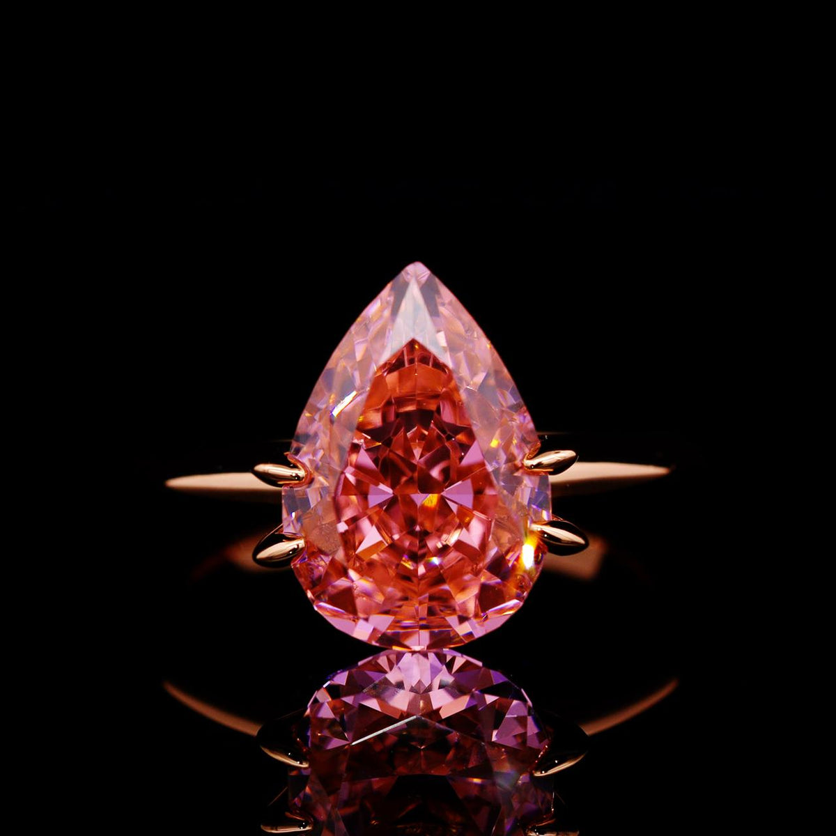 Reem Pink Rose Gold-Plated Ring with Certificate | High-Quality Simulated Diamonds in 925 Sterling Silver