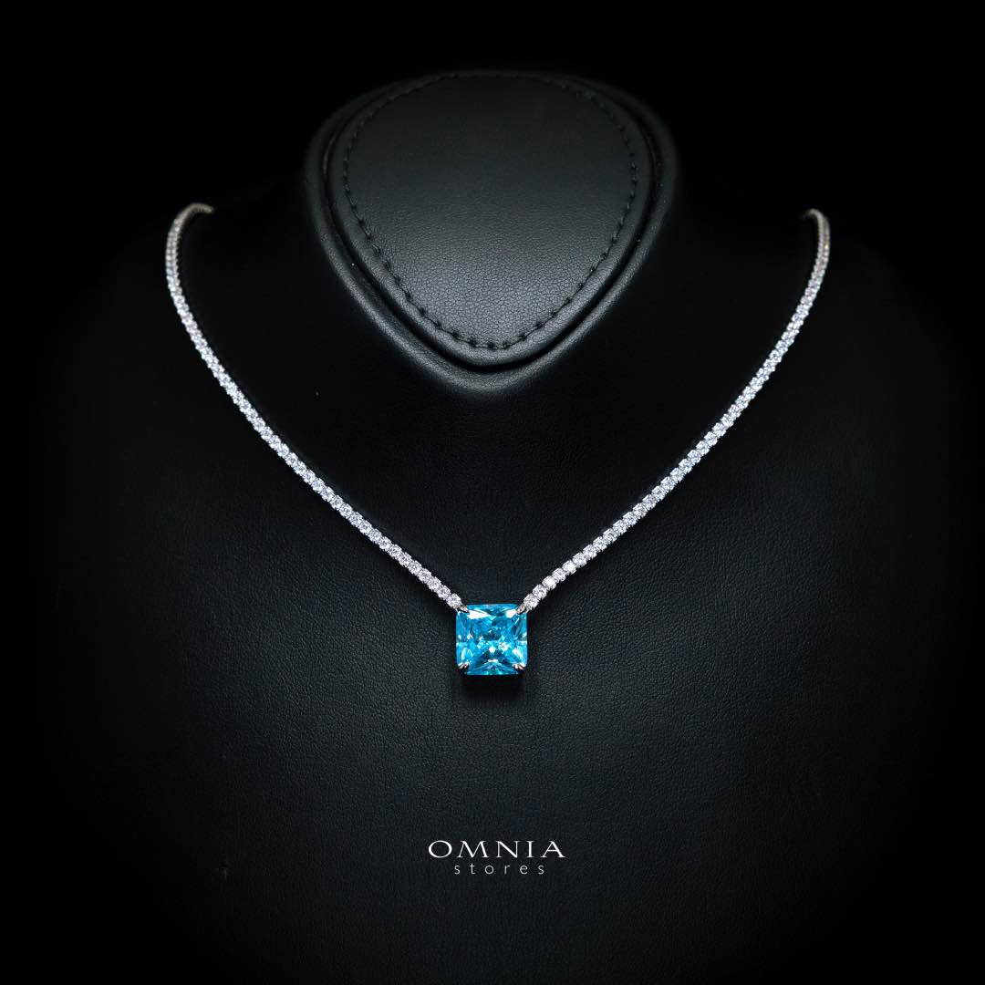 Omnia Bettina Sky Blue Necklace 925 Silver in High Quality Simulated Diamonds