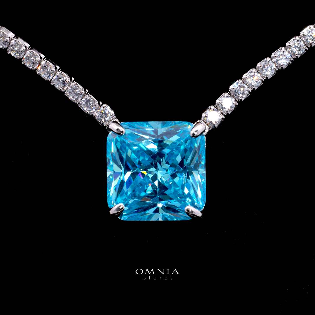 Omnia Bettina Sky Blue Necklace 925 Silver in High Quality Simulated Diamonds