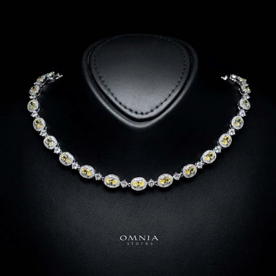 Omnia Asiya Yellow Necklace 925 Silver In High Quality Simulated diamonds