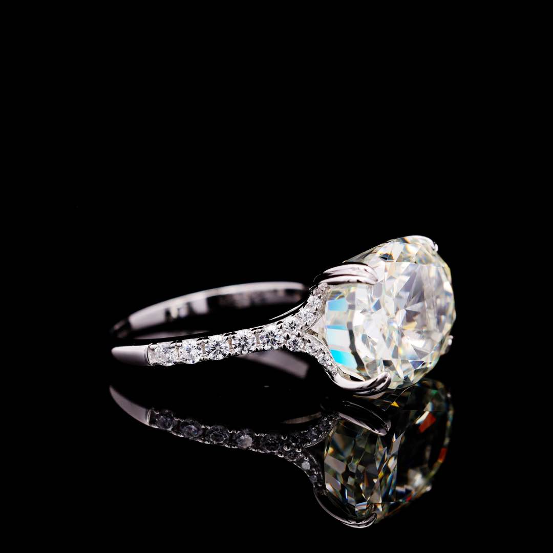 Aryana White Emerald Cut Ring in 925 Silver With High Quality Simulated Diamonds