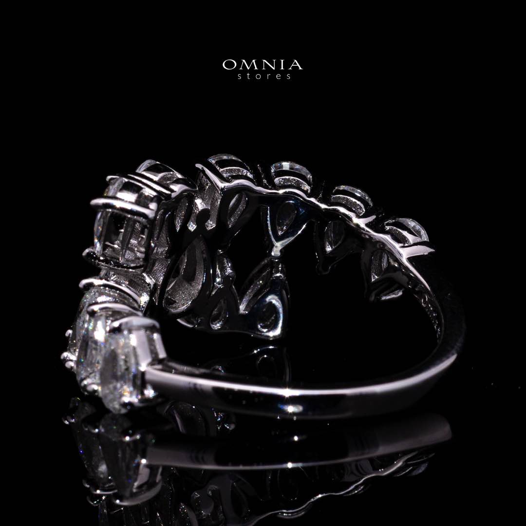 Cheska White Pear-Cut Halo Ring in 925 Silver with Premium Simulated Diamonds