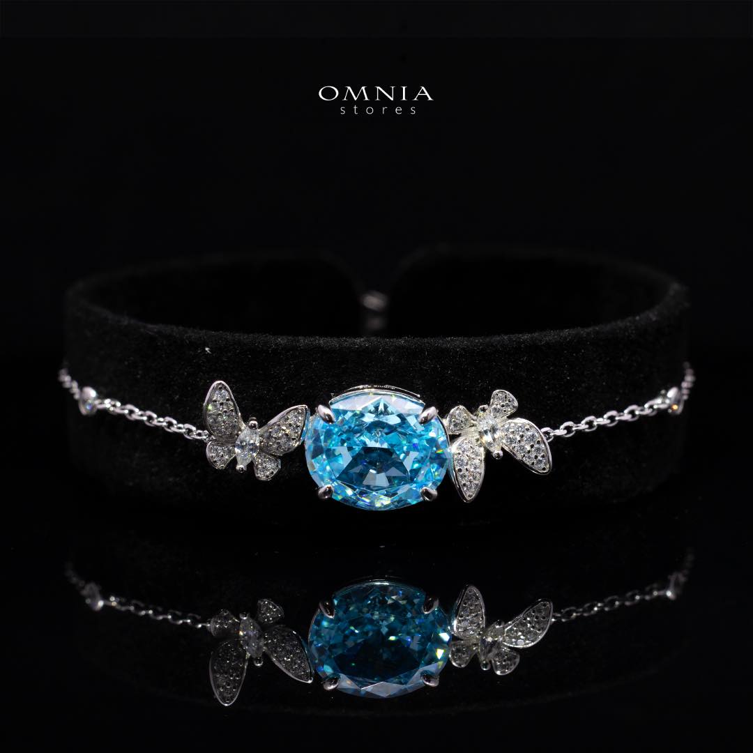 Omnia Maysun Baby Blue Full Set In 925 Silver High Quality Simulated Diamonds