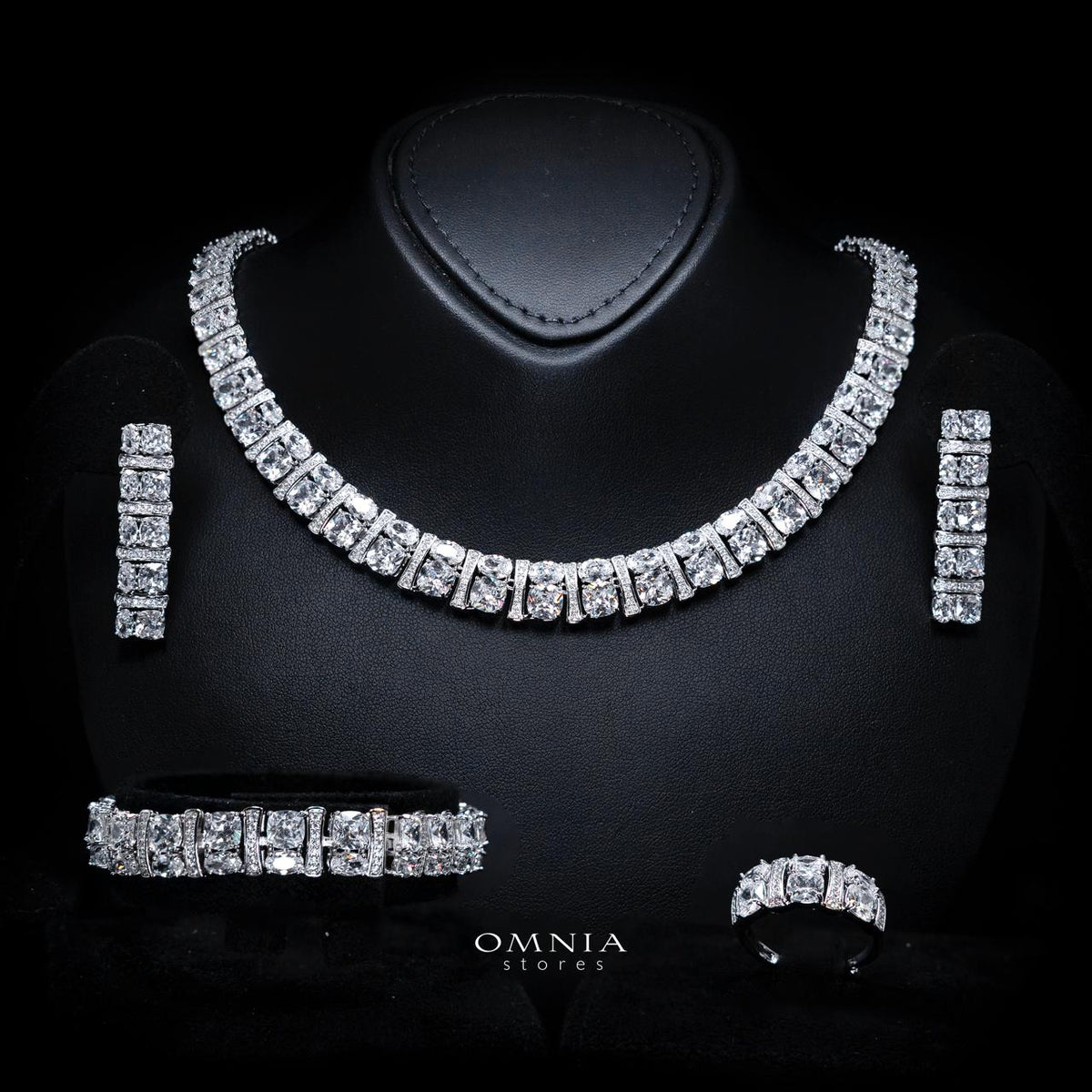 Marley White Bridal Full Set with High-Quality Simulated Diamonds – Rhodium Plated