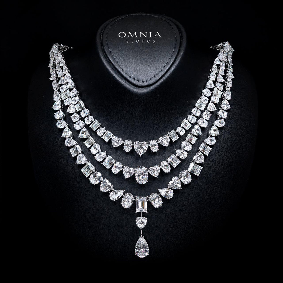 Margaret Royal Diamond Necklace with Certificate & Premium Simulated Diamonds in 925 Sterling Silver