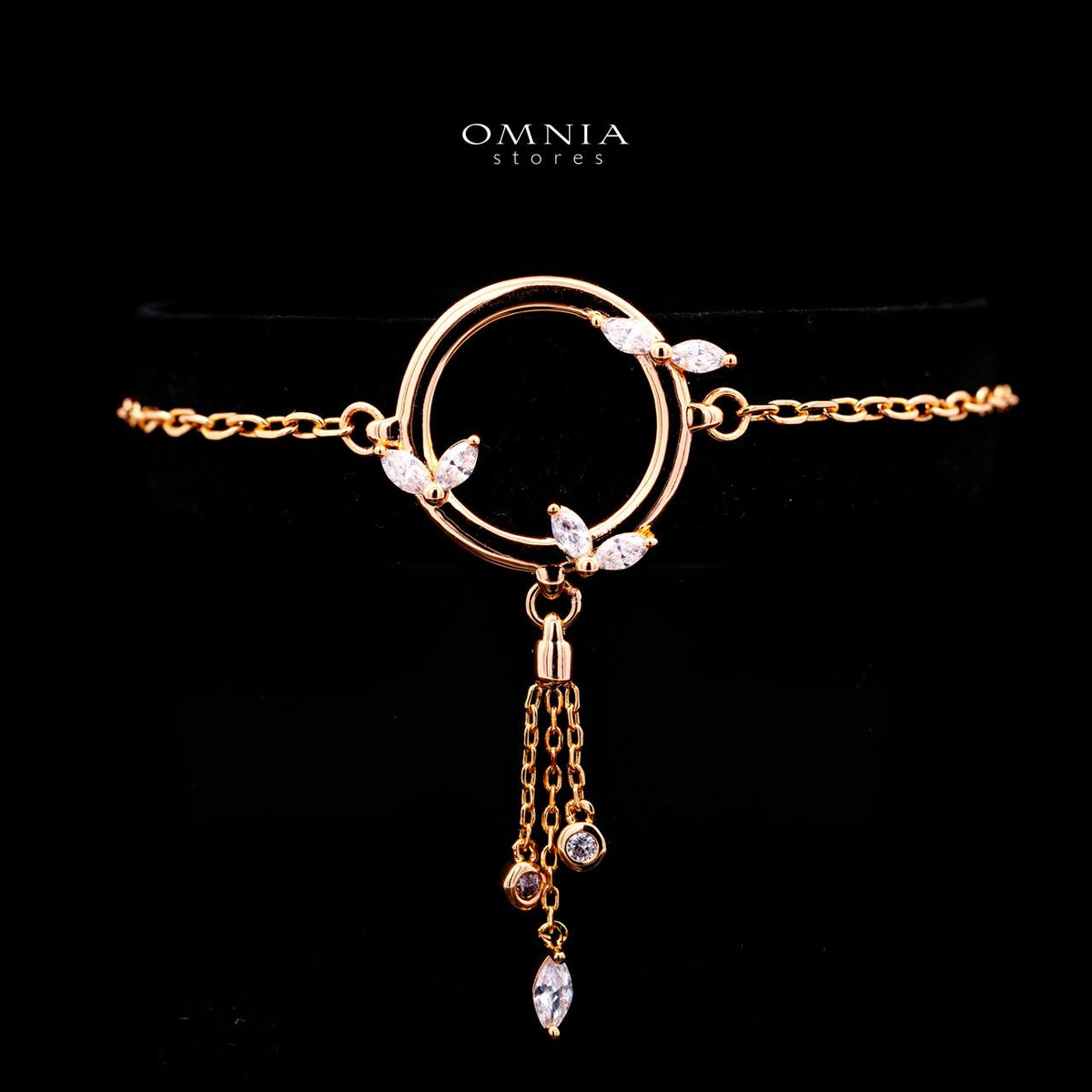 Stacey Rose Gold Premium Rhodium-Plated Alloy Bracelet with High-Quality Simulated Diamonds