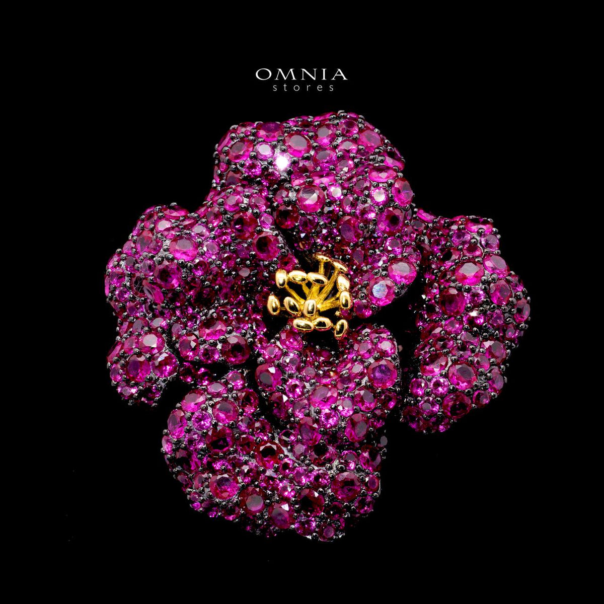 Birgitta Ruby Red Brooch with High-Quality Simulated Diamonds in 925 Sterling Silver
