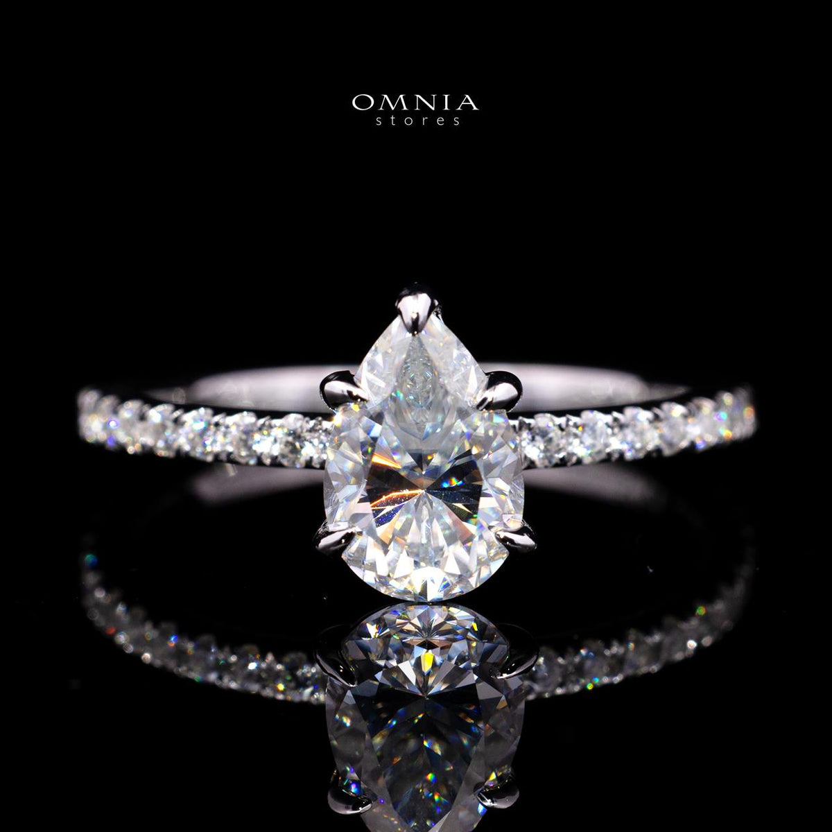 Tilda Pear-Cut Moissanite Ring 6x9mm (1.5CT) with Certificate in 925 Sterling Silver