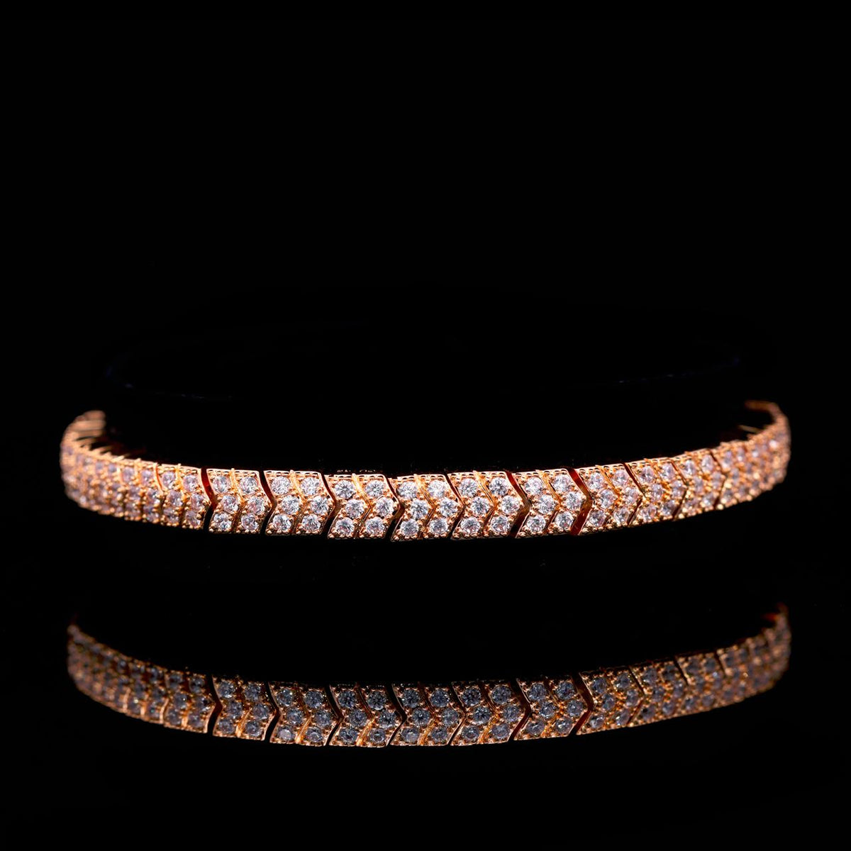 Fairuza Gold-Plated Premium Rhodium-Plated Alloy Bracelet with High-Quality Simulated Diamonds