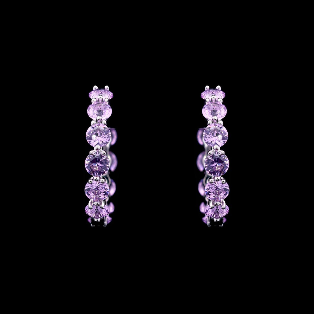 Fatinah Purple Premium Rhodium-Plated Alloy Earrings with High-Quality Simulated Diamonds