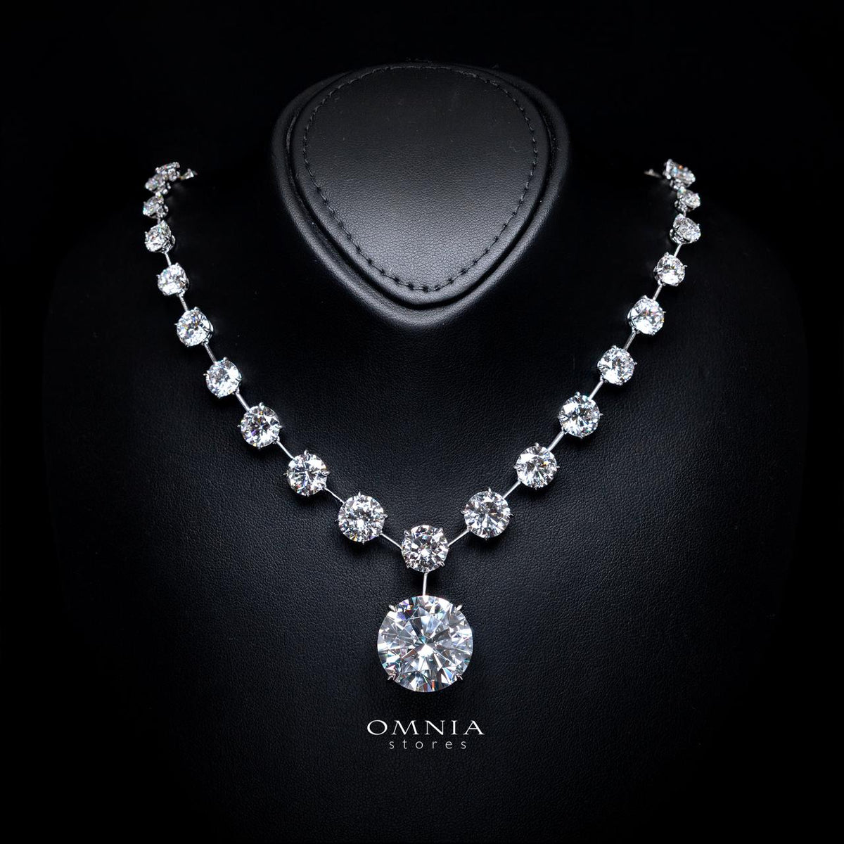 Lina Necklace with Certificate, High-Quality Premium Simulated Diamonds in 925 Sterling Silver