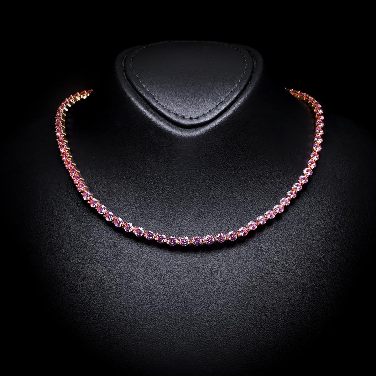 Fatinah Pink Premium Rhodium-Plated Alloy Necklace with High-Quality Simulated Diamonds