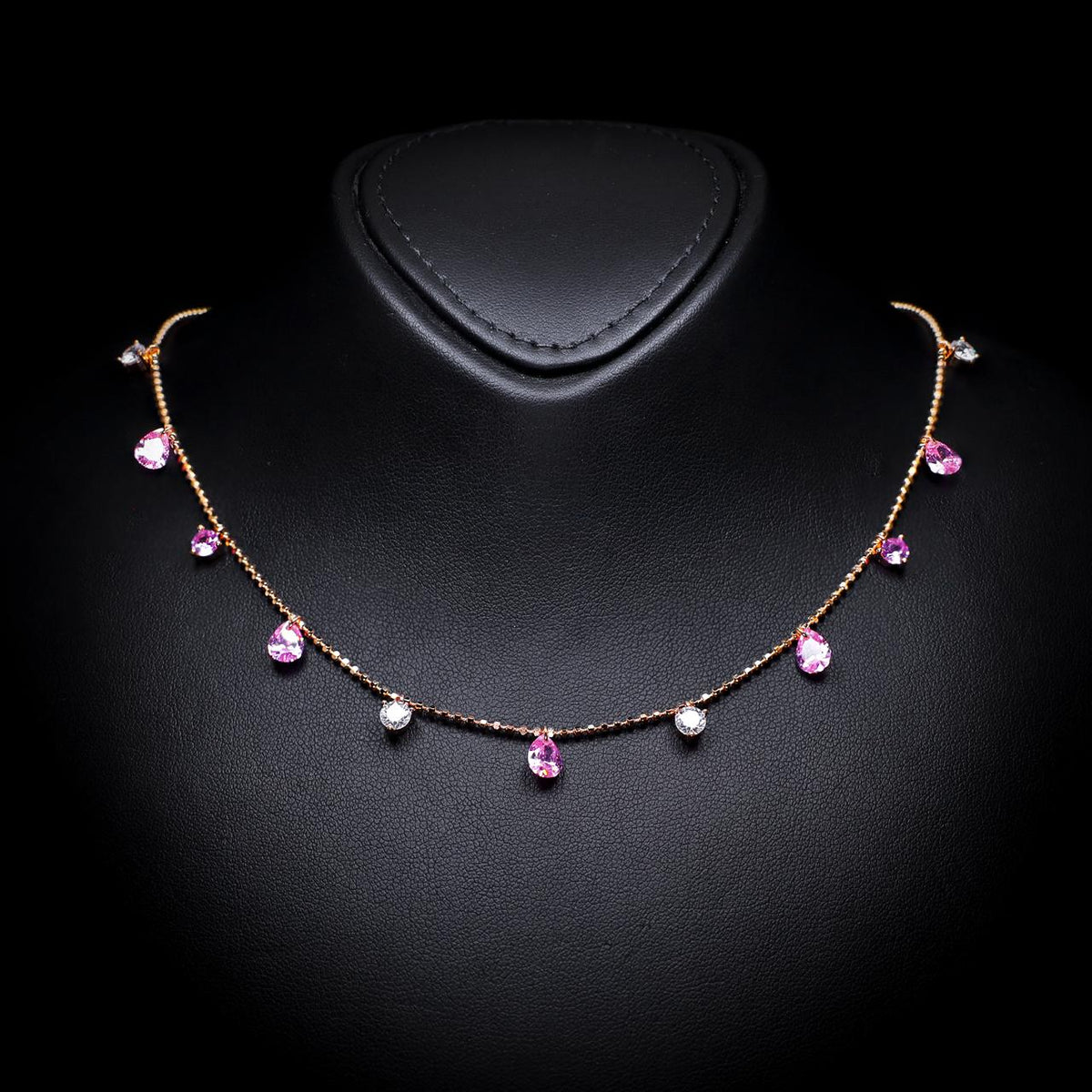 Husna Necklace with Certificate | High-Quality Simulated Diamonds in 925 Sterling Silver, Gold Plated