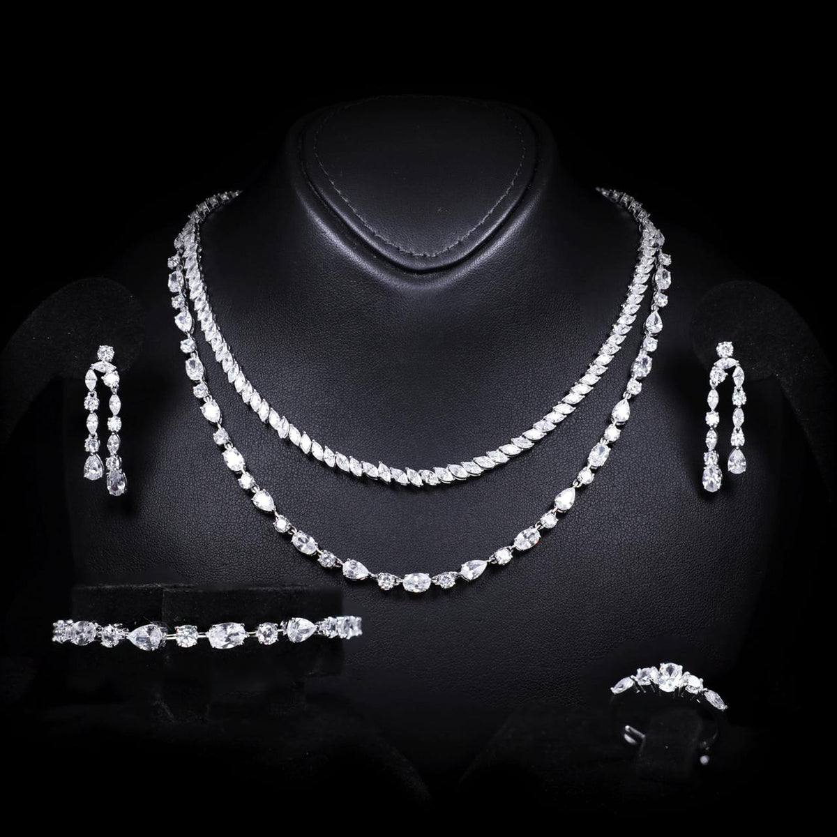 Chloe White Luxury Bridal Full Set | 925 Sterling Silver with High-Quality Simulated Diamonds