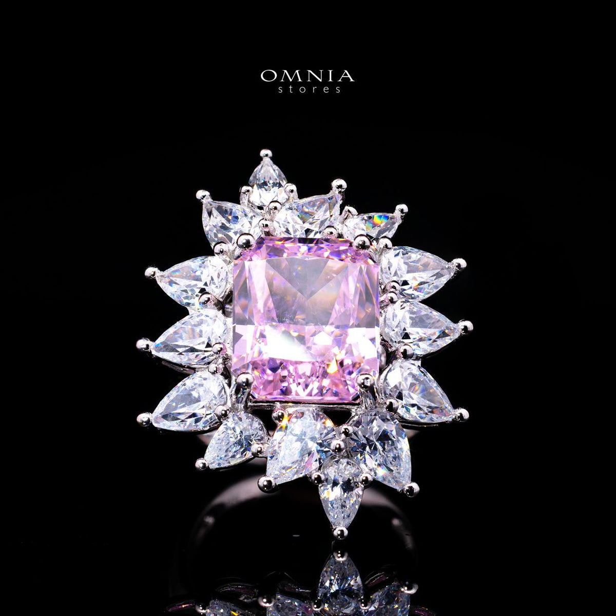 Lauryn Pink Ring with Certified Premium Simulated Diamonds in 925 Sterling Silver