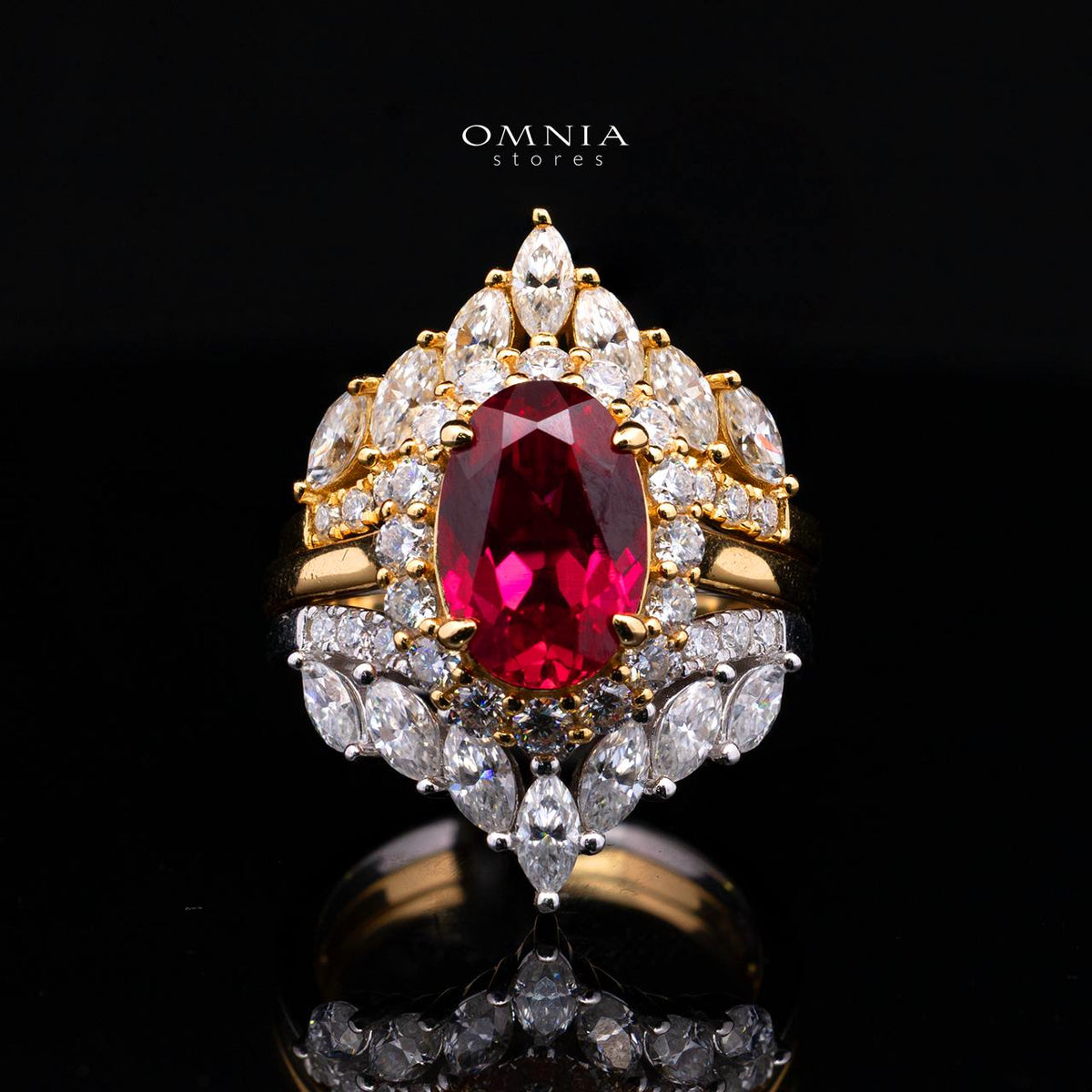 Vittoria Lab-Grown Ruby Moissanite Ring with GRC Certificate – Oval 8x12mm, 925 Sterling Silver
