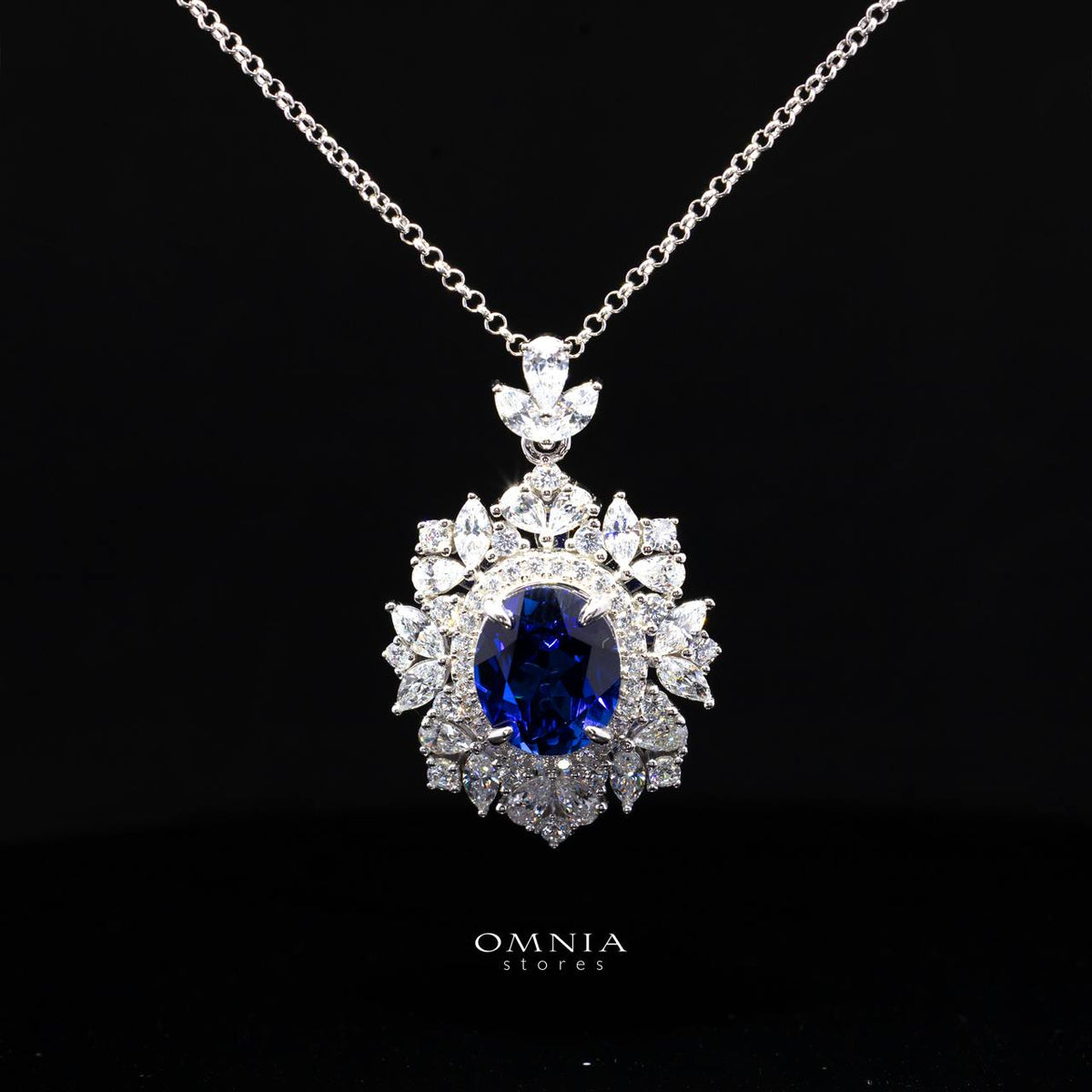 Lindsay Blue Lab-Grown Sapphire Set with GRC Certificate, Oval 12×16mm in 925 Sterling Silver
