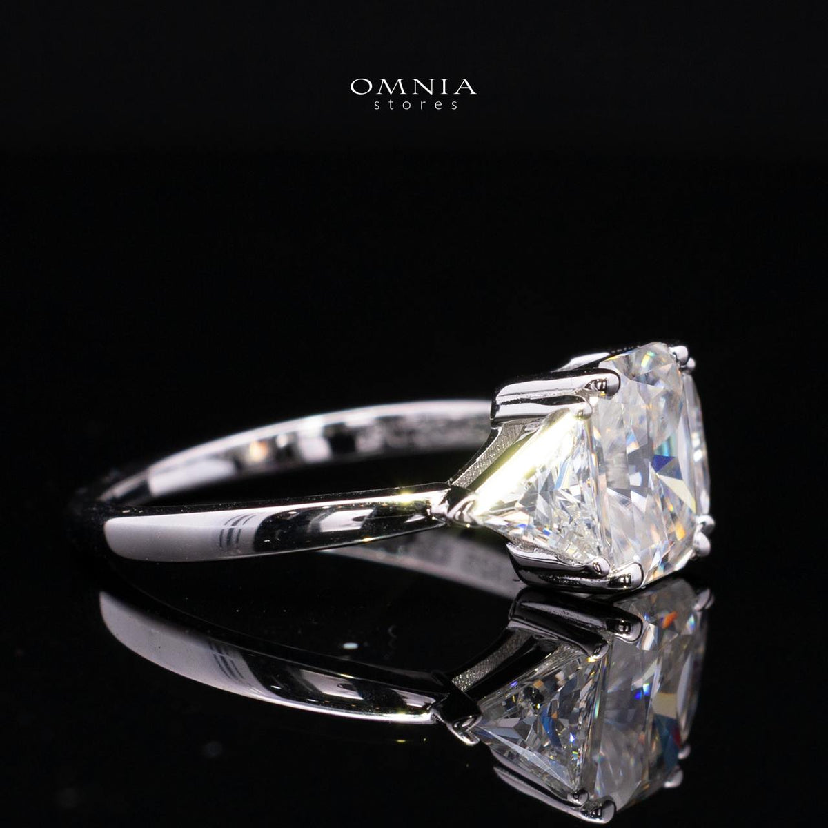 Latimah White Moissanite Ring with GRA Certificate Radiant 6x8mm (2ct) Simulated Diamond 925 Sterling Silver