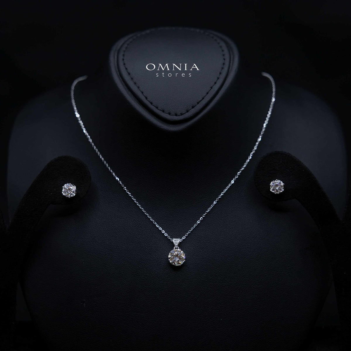 Destinee White Moissanite Necklace and Earring Set in 925 Sterling Silver – Classic Solitaire Design