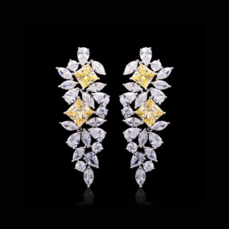 Omnia Christine Yellow Luxury Bridal Full Set In High Quality Zircon Stone Premium Rhodium Plated