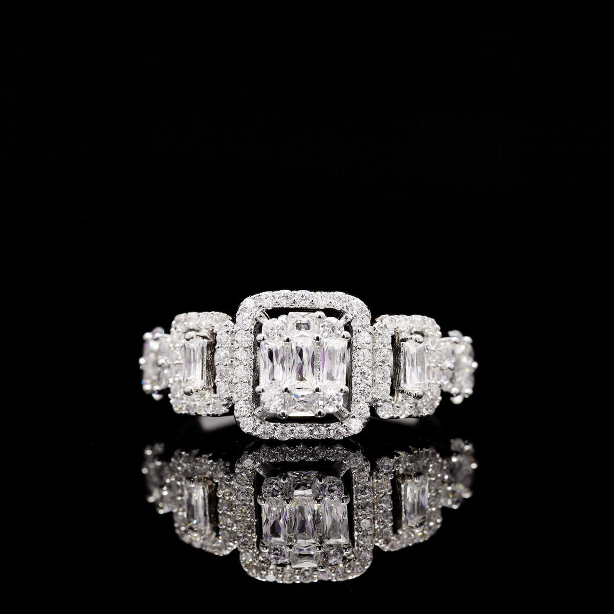 Reena White Luxury Bridal Full Set with High-Quality Zircon Stones Rhodium Plated