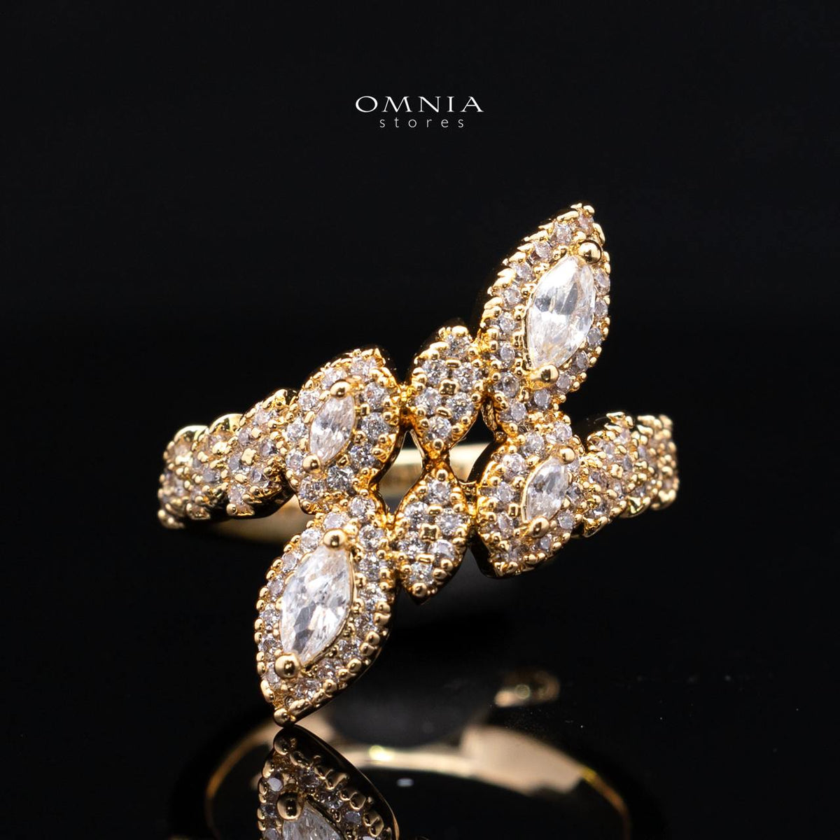 طقم عرائس كامل Omnia Nada Gold مطلي بالروديوم ومرصع بالزركون عالي الجودة
