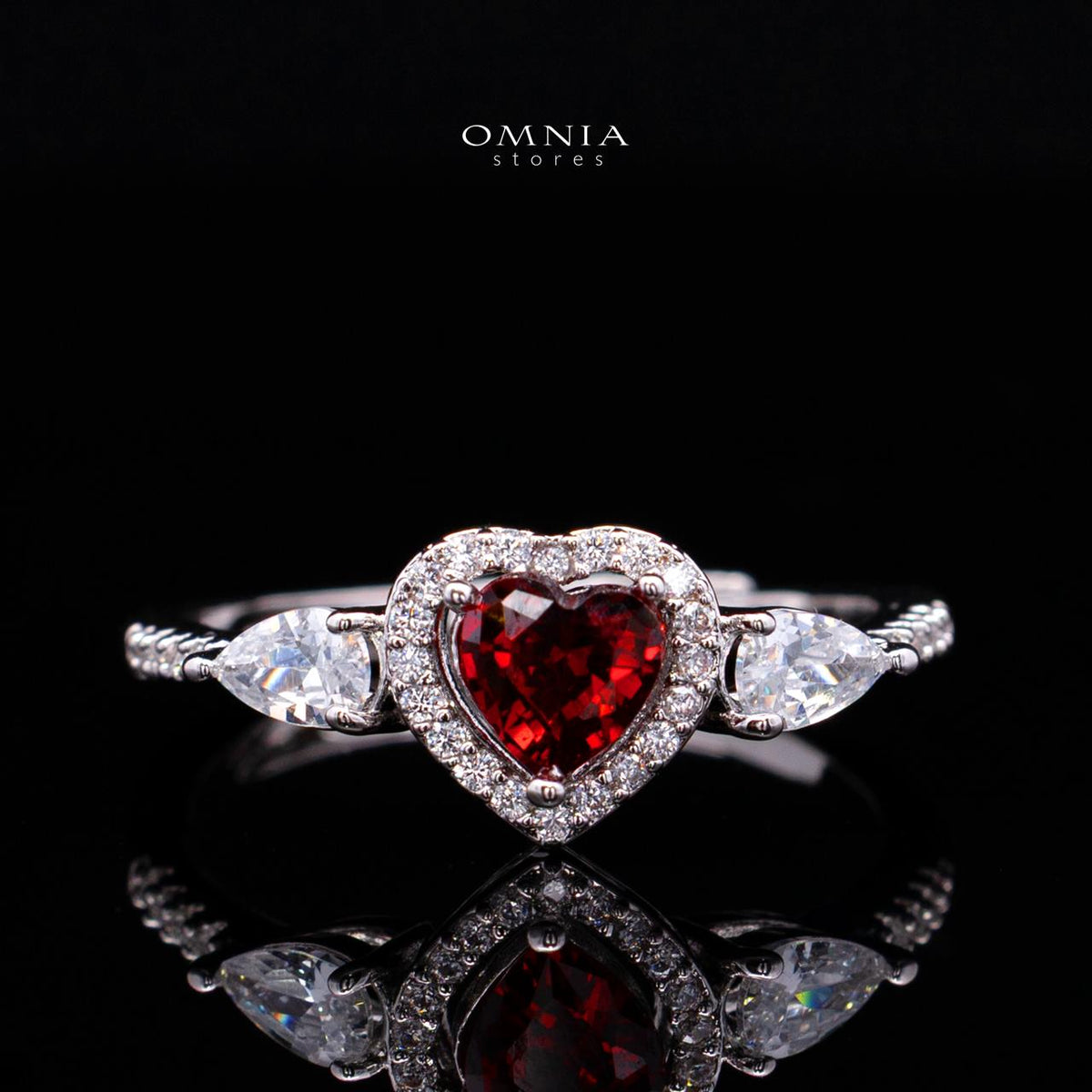 Talina Red Luxury Bridal Full Jewelry Set with High-Quality Premium Simulated Diamonds-Rhodium-Plated
