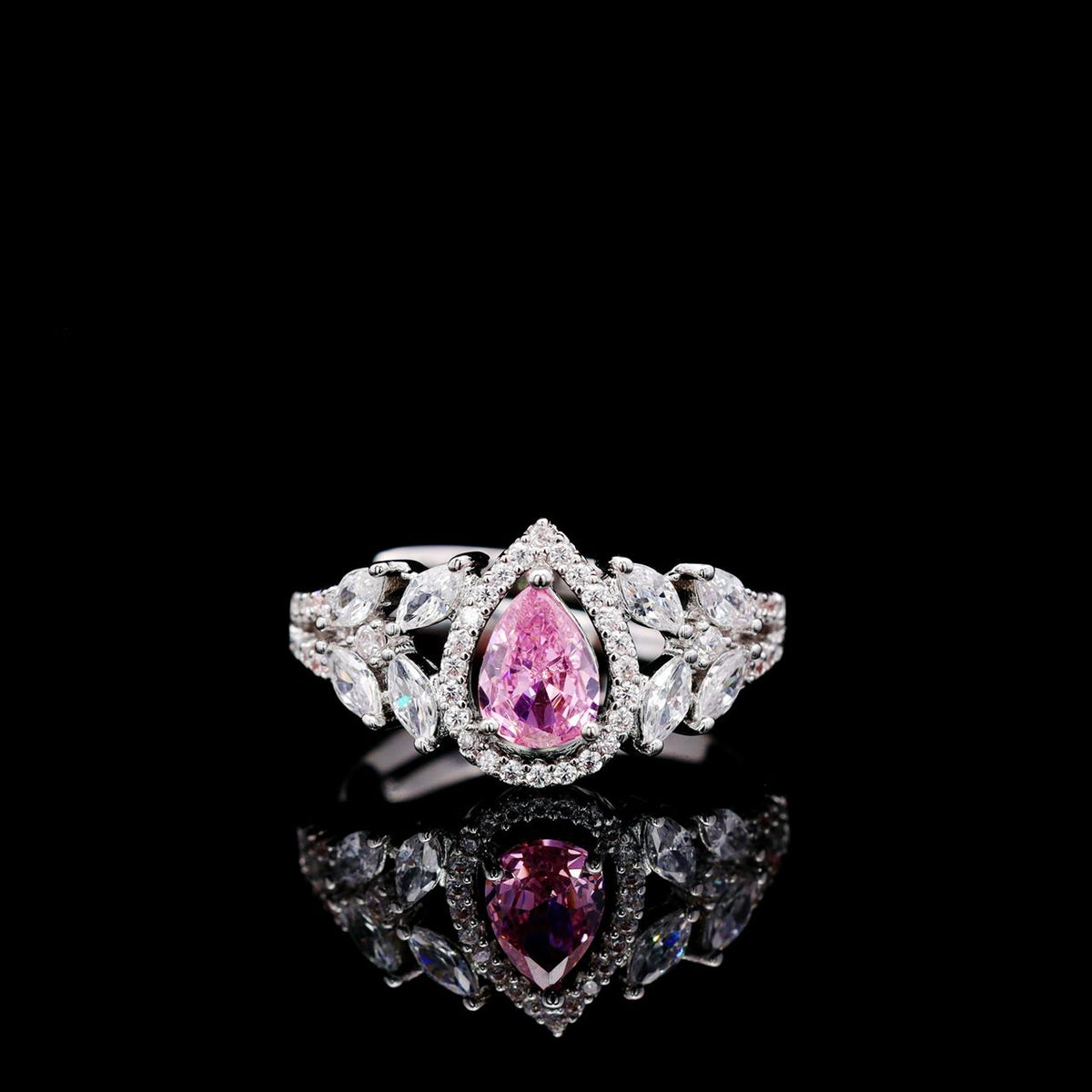Omnia Ayla Pink Bridal Full Set with High-Quality Zircon Stones, Premium Rhodium-Plated