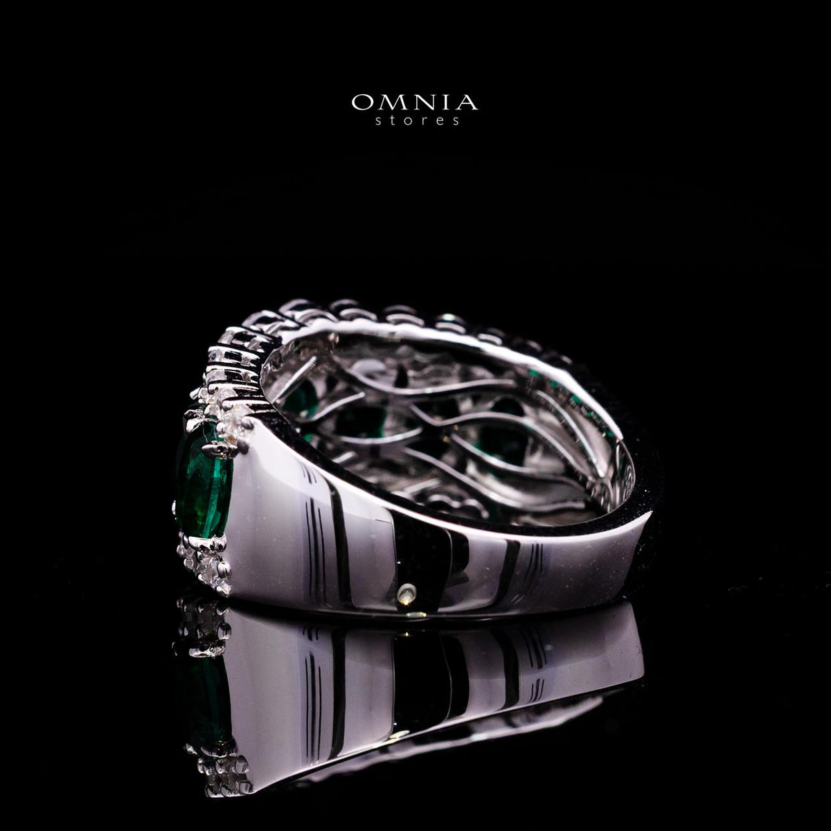 Adesina Green Ring with Certified High-Quality Premium Simulated Diamonds in 925 Sterling Silver